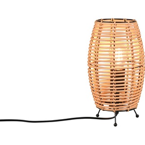 Schreibtischlampe TRIO LEUCHTEN Inga Lampen Gr. 1 flammig, Ø 16,5 cm Höhe: 30,0 cm, beige (natur) Schreibtischlampen Tischleuchte aus Rattan Korbgeflecht Optik exkl 1xE27, Schnurschalter