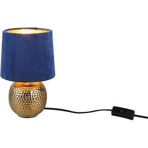 Schreibtischlampe TRIO LEUCHTEN Sophia Lampen Gr. 1 flammig, Ø 16,0 cm Höhe: 26,0 cm, bunt (blau gold) Schreibtischlampen Nachttischlampe, Keramik Fuß mit Samtschirm