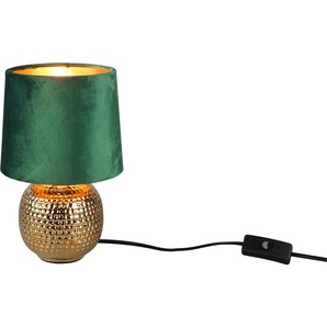 Schreibtischlampe TRIO LEUCHTEN Sophia Lampen Gr. 1 flammig, Ø 16,0 cm Höhe: 26,0 cm, bunt (grün gold) Schreibtischlampen Nachttischlampe, Keramik Fuß mit Samtschirm