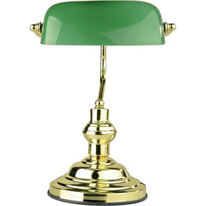 Globo Schreibtischleuchte Antique , Grün , Metall, Glas , 60 mm , länglich , 25x36 cm , Lampen & Leuchten, Innenbeleuchtung, Tischlampen, Schreibtischlampen