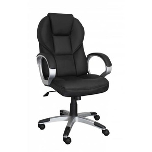 Schreibtischsessel ergonomisch in Schwarz Kunstleder höhenverstellbarem Sitz