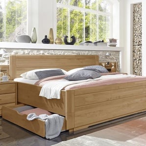 Bett Schlafzimmerbett mit Schubkästen Doppelbett Bettanlage 180 x 200 cm Beige 