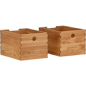 Schubkasten HOME AFFAIRE 4A4 Schubladen Gr. B/H/T: 24 cm x 18 cm x 31 cm, beige (natur) Kiste Schubkasten Kisten Schubladen Eiche, als Schublade oder Aufbewahrungsbox verwendbar, Breite 24 cm