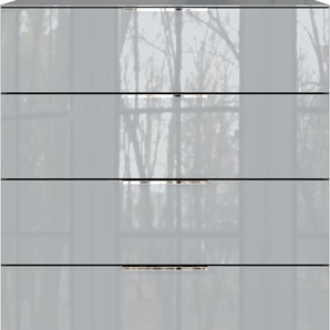 Schubkastenkommode GERMANIA Oakland Sideboards Gr. B/H/T: 83 cm x 102 cm x 42 cm, 4, grau (graphit, silbergrau) Schubladenkommoden mit 4 Schubkästen. Fronten und Obeboden Glasauflage.