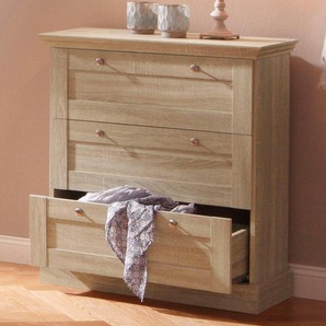 Schubkastenkommode HOME AFFAIRE Binz, braun (sonoma, eichefarben), B:75cm H:80cm T:35cm, MDF, Spanplatte, FSC-zertifizierter Holzwerkstoff, Sideboards, mit schönen Metallgriffen, 3 Schubladen, Breite 75 cm