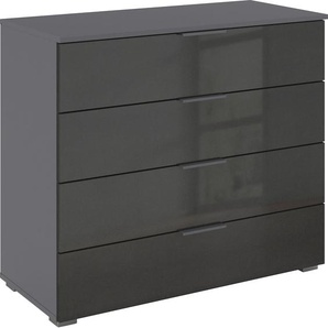 Schubkastenkommode RAUCH Sideboard Schubladenkommode AGORDO mit Dekor- oder Hochglanzfront, grau (graumetallic, hochglanz effektgrau), B:93cm H:81cm T:42cm, Holzwerkstoff, Sideboards, Breite 93 cm mit 4 großen Schubladen für viel Stauraum MADE IN GERMANY,