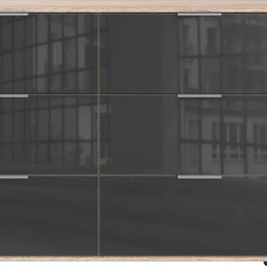 Schubkastenkommode WIMEX Easy Sideboards Gr. B/H/T: 130 cm x 83 cm x 41 cm, 6, braun (struktureichefarben hell, grauglas) Schubladenkommoden mit Glas- oder Spiegelfront