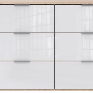 Schubkastenkommode WIMEX Easy Sideboards Gr. B/H/T: 130 cm x 83 cm x 41 cm, 6, braun (struktureichefarben hell, weißglas) Schubladenkommoden mit Glas- oder Spiegelfront