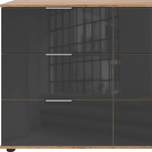 Schubkastenkommode WIMEX Easy Sideboards Gr. B/H/T: 130 cm x 83 cm x 41 cm, 6, grau (plankeneichefarben, grauglas) Schubladenkommoden
