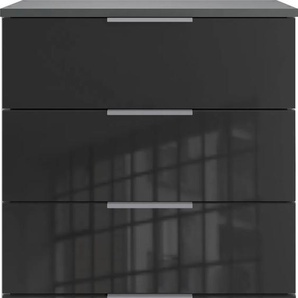 Schubkastenkommode WIMEX Easy Sideboards Gr. B/H/T: 49 cm x 102 cm x 41 cm, 5, grau (graphit, schwarzglas) Schubladenkommoden mit Glas- oder Spiegelfront