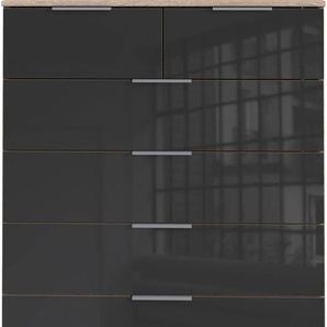 Schubkastenkommode WIMEX Easy Sideboards Gr. B/H/T: 82 cm x 102 cm x 41 cm, 6, braun (struktureichefarben hell, grauglas) Schubladenkommoden