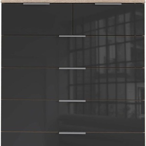 Schubkastenkommode WIMEX Easy Sideboards Gr. B/H/T: 82 cm x 102 cm x 41 cm, 6, braun (struktureichefarben hell, grauglas) Schubladenkommoden mit Glas- oder Spiegelfront