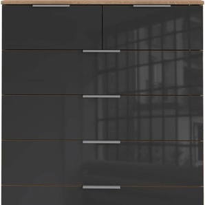 Schubkastenkommode WIMEX Easy Sideboards Gr. B/H/T: 82 cm x 102 cm x 41 cm, 6, grau (plankeneichefarben, grauglas) Schubladenkommoden mit Glas- oder Spiegelfront