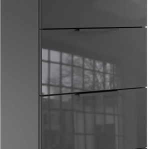 Schubkastenkommode WIMEX Level36 black C by fresh to go Sideboards Gr. B/H/T: 41 cm x 84 cm x 41 cm, 4, grau (graphit, glas grey) Schubladenkommoden mit Glaselementen auf der Front, soft-close Funktion, 41cm breit