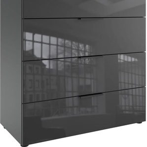 Schubkastenkommode WIMEX Level36 black C by fresh to go Sideboards Gr. B/H/T: 81 cm x 84 cm x 41 cm, 4, grau (graphit, glas grey) Schubladenkommoden mit Glaselementen auf der Front, soft-close Funktion, 81cm breit