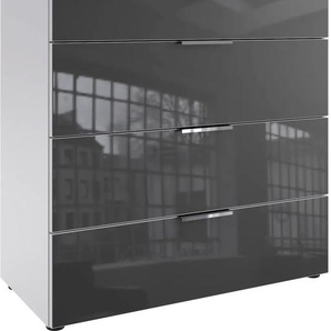 Schubkastenkommode WIMEX Level36 C by fresh to go Sideboards Gr. B/H/T: 81 cm x 84 cm x 41 cm, 4, weiß (weiß, glas grey) Schubladenkommoden