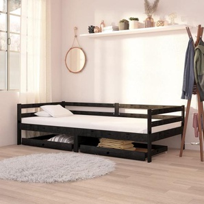 Schubladen für Tagesbetten 2 Stk. Schwarz Kiefer Massivholz 88x61x9 cm