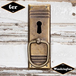 Schubladengriff,Serie Washington,6er Pack| Eisen in Messing pat. | H9,5xB3,3cm