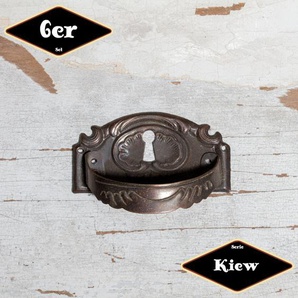 Schubladengriff,SerieKiew,6er Pack|Eisen in Messing pat.|H4,3x6,8cm