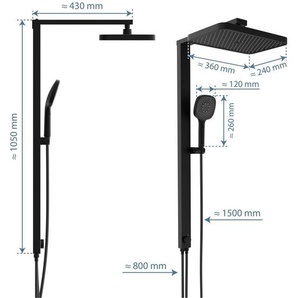 Schütte Brausegarnitur LA PALMA, Höhe 105 cm, 3 Strahlart(en), Komplett-Set, Regendusche, mit Antikalk-Beschichtung, wassersparend
