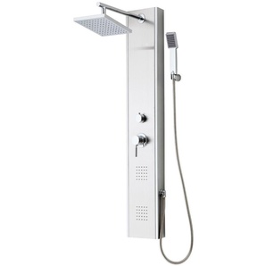 Duschsäule SCHÜTTE TAHITI Brausegarnituren silberfarben Duscharmaturen 2 Massage-Düsen, Antikalk-Noppen, Edelstahl, Wellness-Kopfbrause