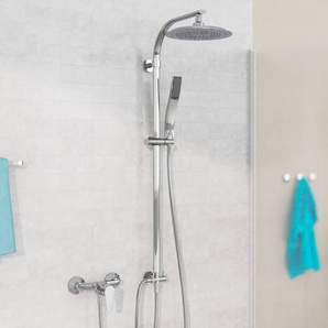 SCHÜTTE Duschsystem BARBADOS Brausegarnituren wassersparend, Antikalk, höhenverstellbar, Edelstahl grau (chrom) Duschsysteme