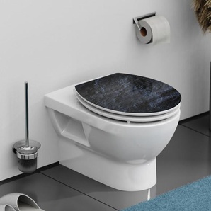 Schütte MDF High-Gloss WC-Sitz mit Absenkautomatik »Black Stone« - weiß - Edelstahl -
