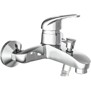 Wannenarmatur SCHÜTTE Calvino Armaturen Gr. B: 18 cm, grau (chrom) Wannenarmaturen Armaturen Mischbatterie Badewanne, Wasserhahn Bad, Wannenarmatur in Chrom