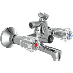 Wannenarmatur SCHÜTTE Savino Armaturen Gr. B/H/T: 19,6 cm x 13,5 cm x 12,7 cm, grau (chrom) Wannenarmaturen Armaturen Mischbatterie Badewanne, Wasserhahn Bad, Wannenarmatur in Chrom