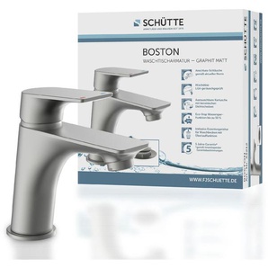 SCHÜTTE Waschtischarmatur BOSTON Armaturen wassersparende Eco-Click-Funktion, inkl. Pop-Up Gr. B/H/T: 5 cm x 153 cm x 162 cm, grau (graphit matt) Waschtischarmaturen