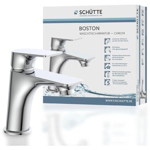 SCHÜTTE Waschtischarmatur BOSTON Armaturen wassersparende Eco-Click-Funktion, inkl. Pop-Up Gr. B/H/T: 5 cm x 153 cm x 162 cm, grau (chrom) Waschtischarmaturen