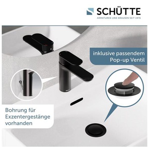 Schütte Waschtischarmatur MONTANA Wasserhahn Ablaufgarnitur Exzenter Energiesparende Cold-Start-Funktion
