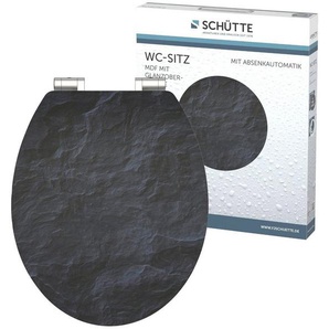 Schütte WC-Sitz BLACK STONE, High Gloss mit MDF Holzkern, mit Absenkautomatik