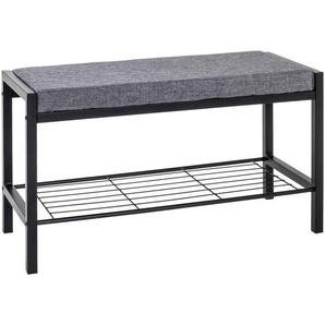 Schuhbank , Grau, Schwarz , Metall, Textil , 2-Sitzer , 80x48x32 cm , Garderobe, Garderobenbänke, Schuhbänke