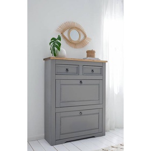 Schuhkipper 99 x 123 x 32cm Grau/Kiefer Grau