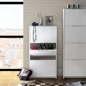 Schuhkipper III 120cm Weiß/Hochglanz Weiß