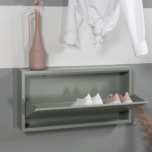 Schuhkipper mit 1 Klapptür 75 x 38 x 13cm Grün/Mintgrau