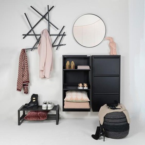 Schuhkipper mit 3 Klapptüren 50 x 103 x 16cm Schwarz/Schwarz