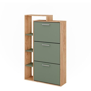 Schuhkipper Orlando, Goldkraft Eiche/Grün, 80 x 128.3 cm mit 3 Fächern Vicco