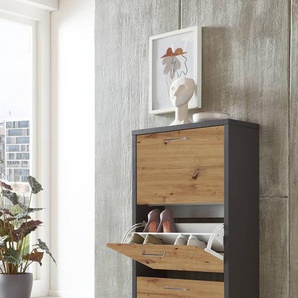 Schuhkipper Siena 61 x 115 x 25cm Grau/Eiche Artisan Dekor/Anthrazit
