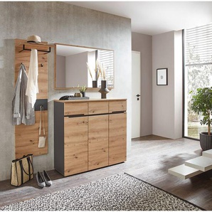 Schuhkommode 120 cm 120 x 107 x 38cm Braun/Eiche Artisan Dekor