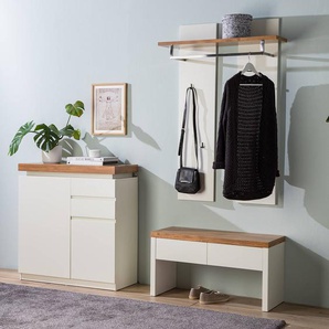 Schuhkommode 91 x 97 x 38cm Weiß/Eiche Dekor/Weiß