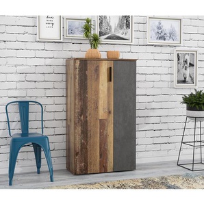 Schuhkommode Cofresi 69 x 120 x 34cm Braun/Grau/Altholz Dekor/Anthrazit