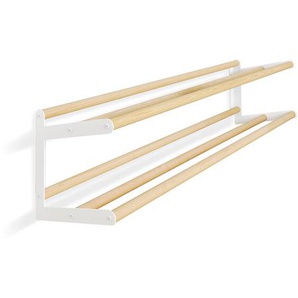 Schuhregal Stixx vonbox weiß, Holzstäbe Esche natur, Designer vonbox & Felix Angermeyer, 28x100x30 cm