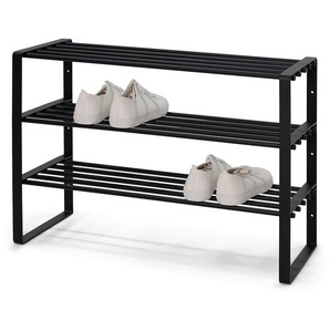 Schuhregal Welbeck mit 3 Ablagen 70cm Schwarz/Schwarz
