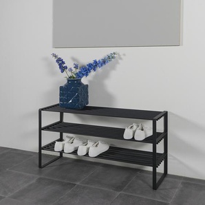 Schuhregal Welbeck mit 3 Ablagen 100cm Schwarz/Schwarz