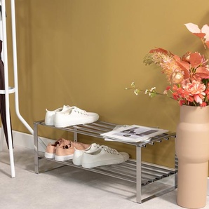 Schuhregal Welbeck mit 2 Ablagen 70 x 29 x 27cm Silber/Silber