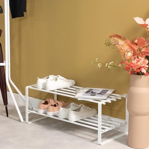 Schuhregal Welbeck mit 2 Ablagen 70 x 29 x 27cm Weiß/Weiß