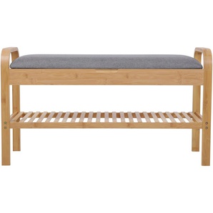 Schuhschrank 90 x 33 x 50 cm Bambus und Leinen Garderobe Schrank Flur Neu