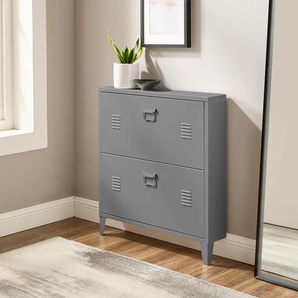 Schuhschrank ANDAS Jensjorg Schränke Gr. B/H/T: 75 cm x 80 cm x 15 cm, 2 Klappen, grau Schuhschränke Platz für 6-8 paar Schuhe